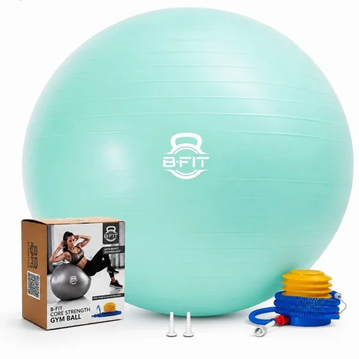 Exercise Printed Heavy Duty Teal Commercial Gym Ball 65-95 Cm