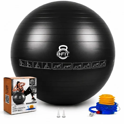 Exercise Printed Heavy Duty Black Commercial Gym Ball 55-95 Cm. - Non-Slip
