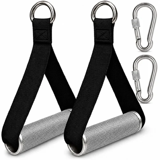 Heavy Duty Nylon Gym Handle with steel pipe and snap hooks 8MM Pair