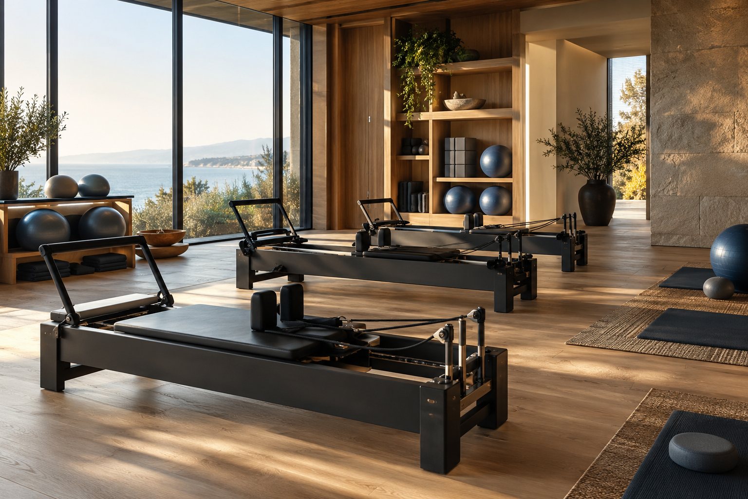Pilates equipment in a specialist fitness environment